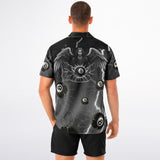 Angel holding 8 - ball, lightning and 8 - balls around, Button up Shirt - JonesTees