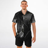 Angel holding 8 - ball, lightning and 8 - balls around, Button up Shirt - JonesTees