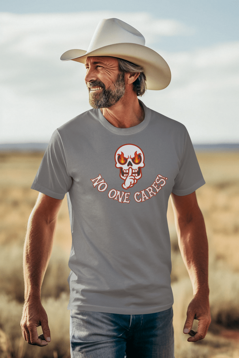 Angry Shooshing Skull with No One Cares, Triblend T-shirt - JonesTees