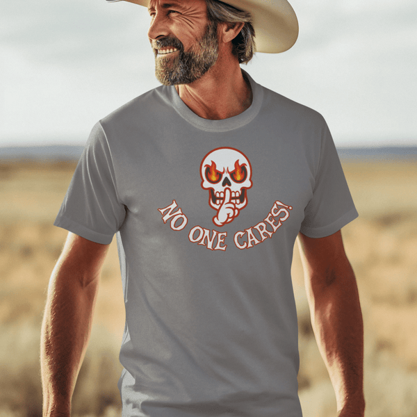 Angry Shooshing Skull with No One Cares, Triblend T-shirt - JonesTees