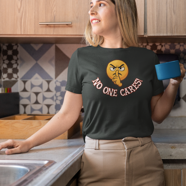 Shooshing Angry Emoji with No One Cares, Triblend T-shirt
