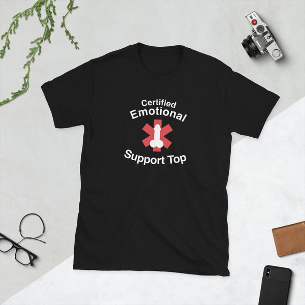 Certified Emotional Support Top, Unisex Cotton T-Certified Emotional Support Top — Funny Cotton T-Shirt | JonesTees - JonesTees