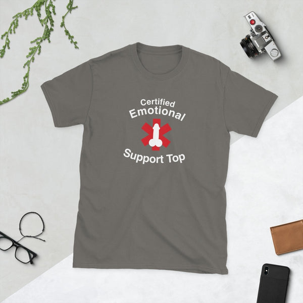 Certified Emotional Support Top, Unisex Cotton T-Certified Emotional Support Top — Funny Cotton T-Shirt | JonesTees - JonesTees