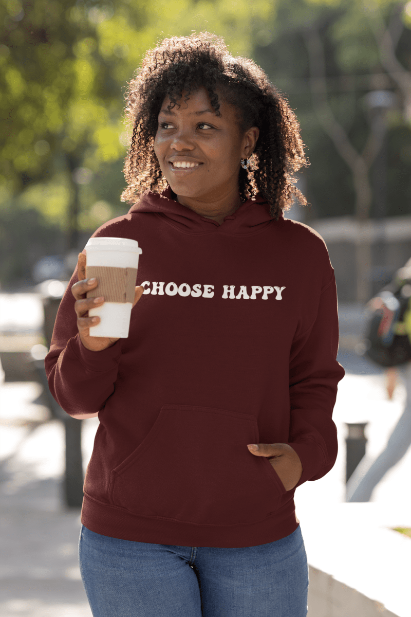 Choose Happy, Hoodie Sweatshirt - JonesTees