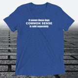 Common Sense T-Shirt — Funny Novelty Graphic Tee | Triblend Tee - JonesTees