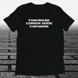 Common Sense T-Shirt — Funny Novelty Graphic Tee | Triblend Tee - JonesTees