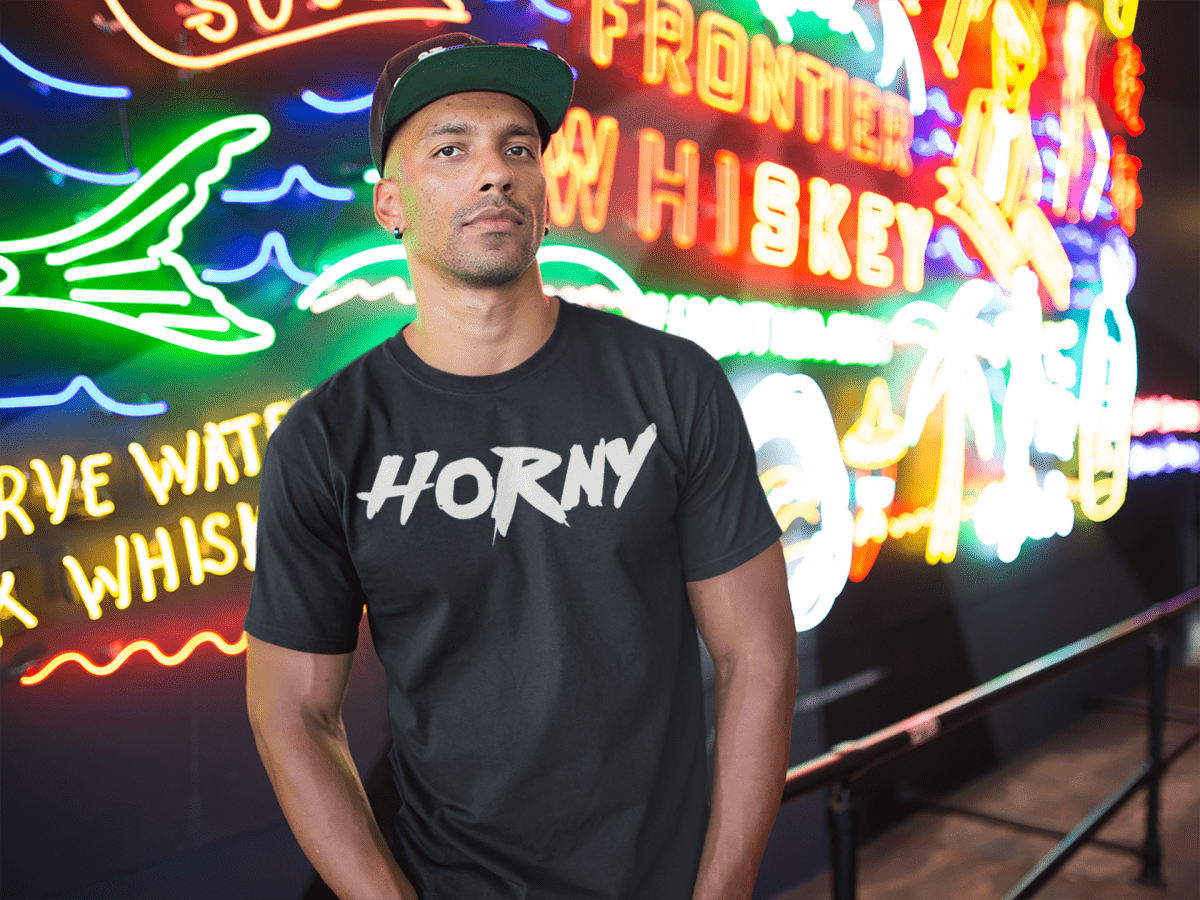 Horny, Cotton T-shirt - JonesTees