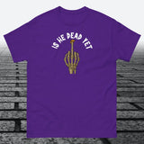 Is He Dead Yet with Middle Finger, Cotton T-shirt - JonesTees