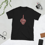 Red/White Skeleton Middle Finger, Unisex Cotton T-shirt - JonesTees