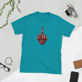 Red/White Skeleton Middle Finger, Unisex Cotton T-shirt - JonesTees