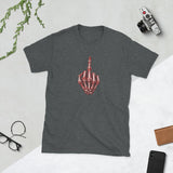 Red/White Skeleton Middle Finger, Unisex Cotton T-shirt - JonesTees