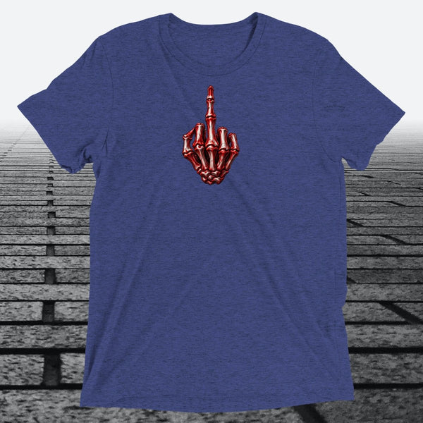 Red/White Skeleton Middle Finger, Unisex Triblend T-shirt - JonesTees
