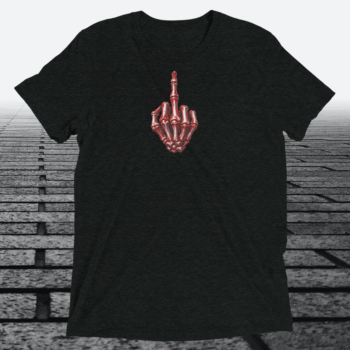 Red/White Skeleton Middle Finger, Unisex Triblend T-shirt - JonesTees