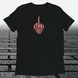Red/White Skeleton Middle Finger, Unisex Triblend T-shirt - JonesTees