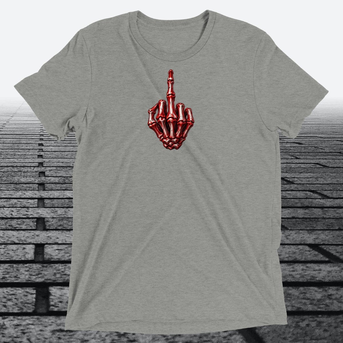 Red/White Skeleton Middle Finger, Unisex Triblend T-shirt - JonesTees
