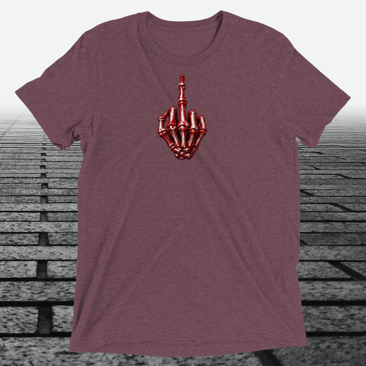 Red/White Skeleton Middle Finger, Unisex Triblend T-shirt - JonesTees