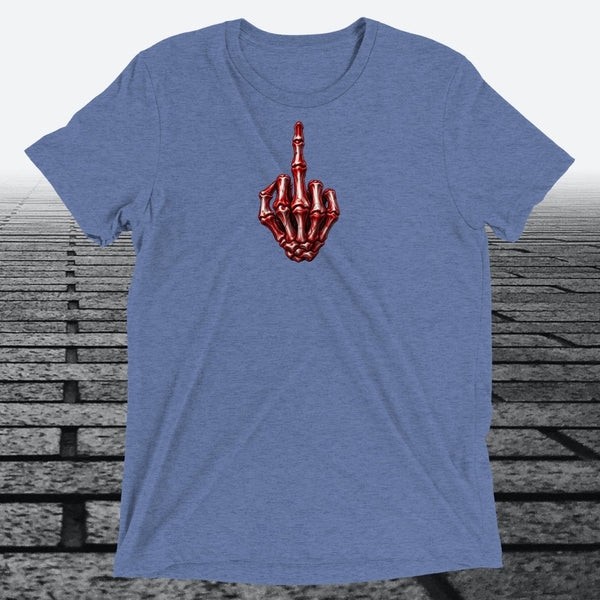 Red/White Skeleton Middle Finger, Unisex Triblend T-shirt - JonesTees