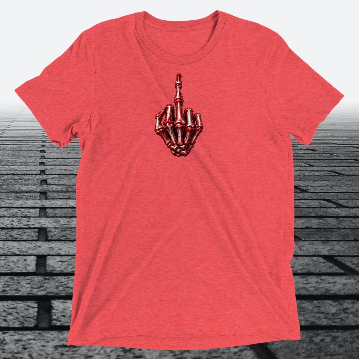 Red/White Skeleton Middle Finger, Unisex Triblend T-shirt - JonesTees