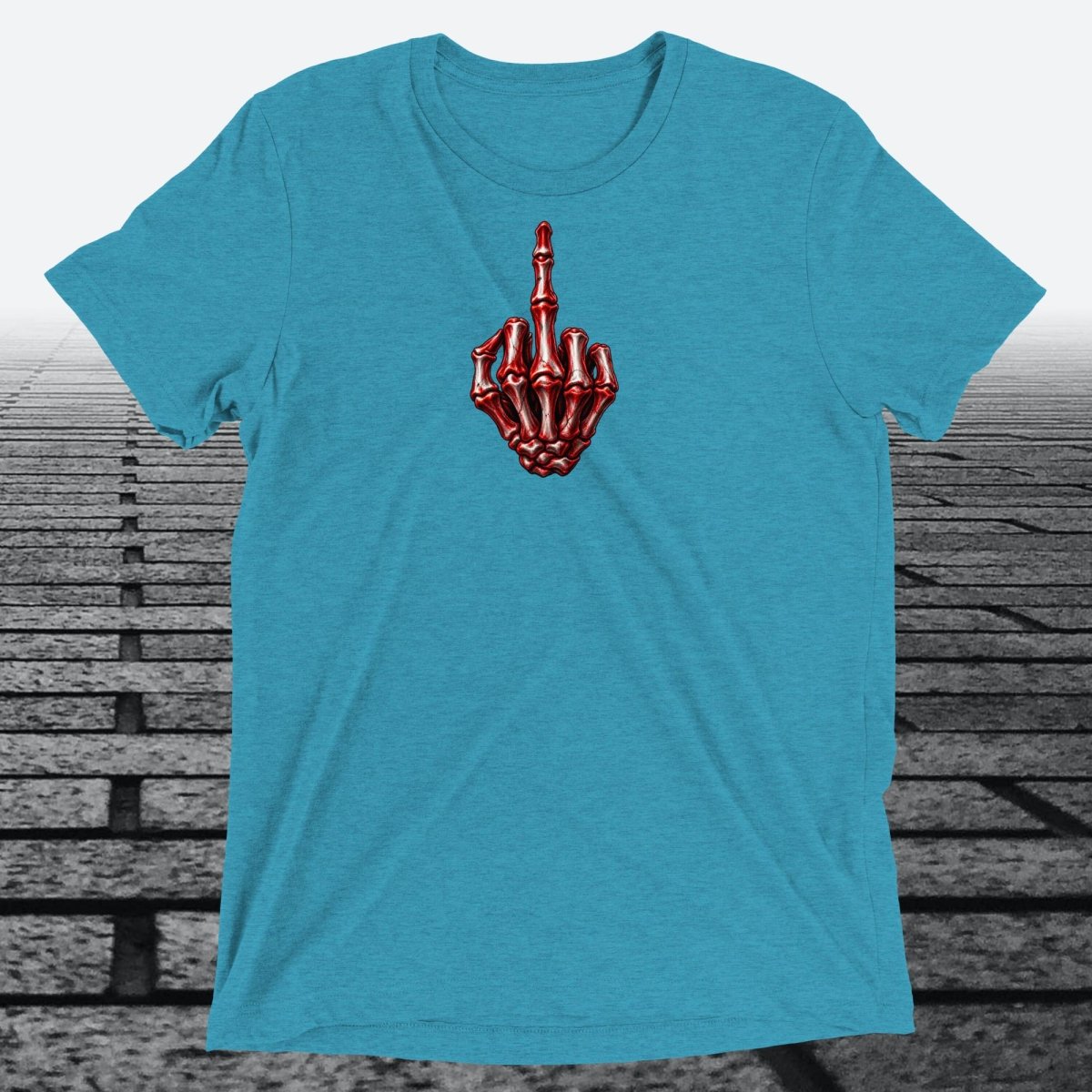 Red/White Skeleton Middle Finger, Unisex Triblend T-shirt - JonesTees