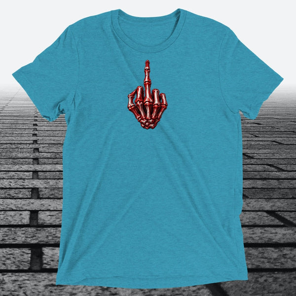Red/White Skeleton Middle Finger, Unisex Triblend T-shirt - JonesTees