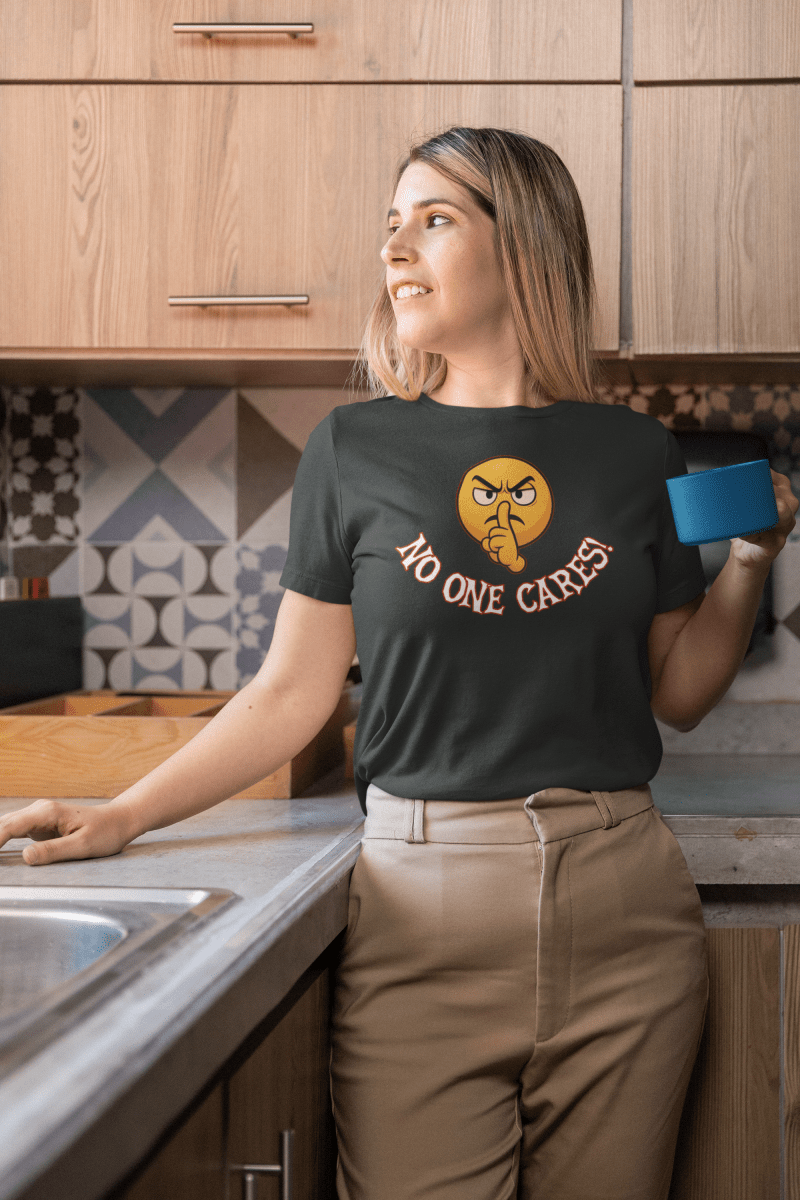 Shooshing Angry Emoji with No One Cares, Triblend T-shirt - JonesTees