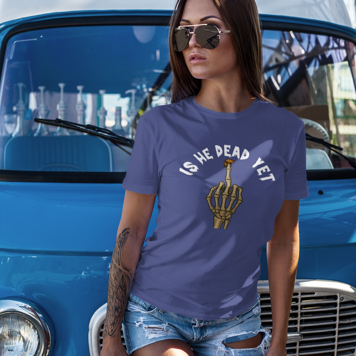 Is He Dead Yet with Middle Finger, Triblend T-shirt